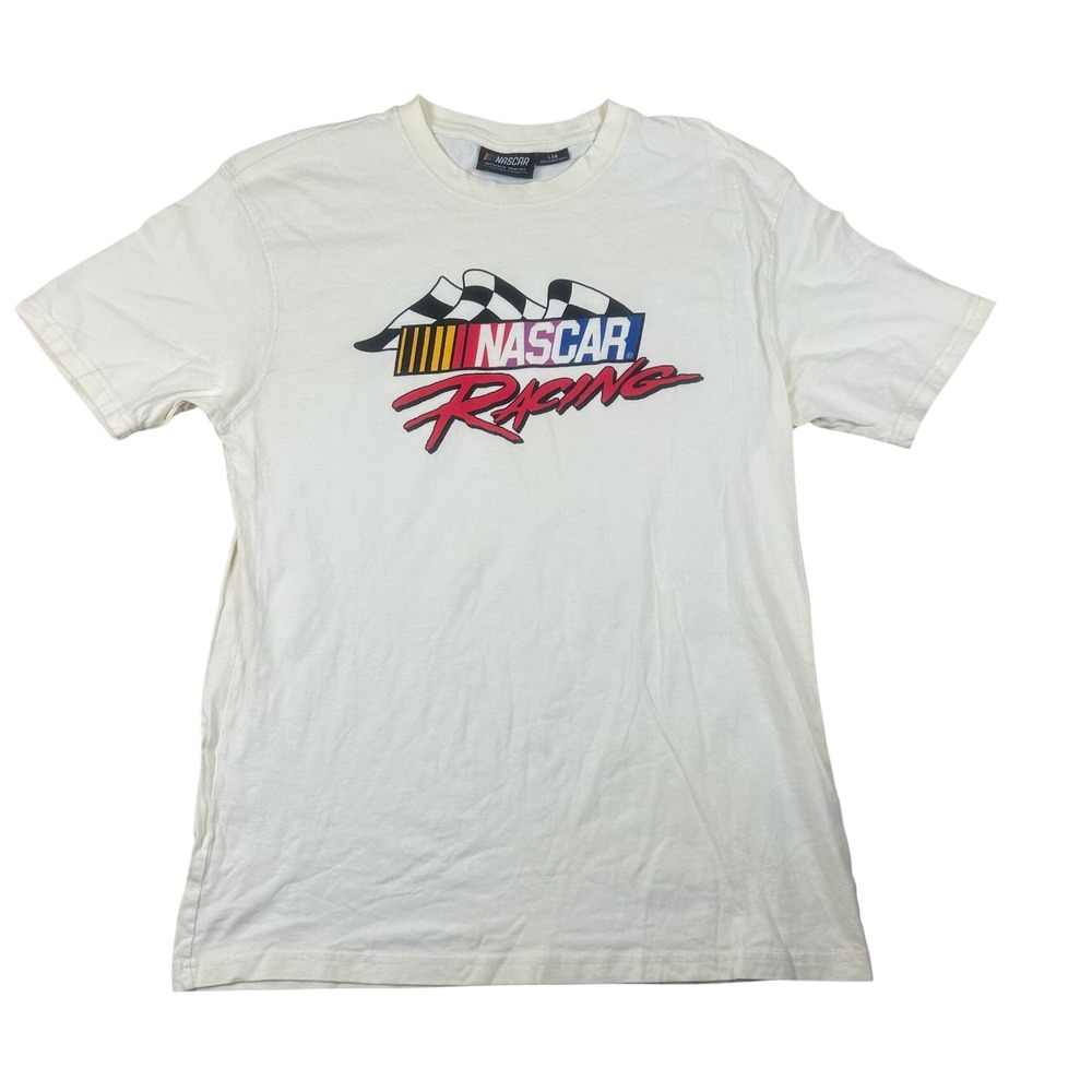 NASCAR‎ Racing Graphic T-Shirt Mens Large Cream Cotton On Authentic Product 2023